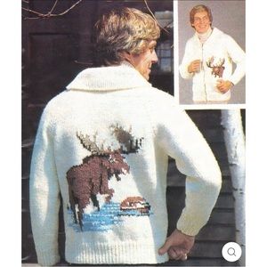 Vintage Mary Maxim Cowichan Moose Sweater